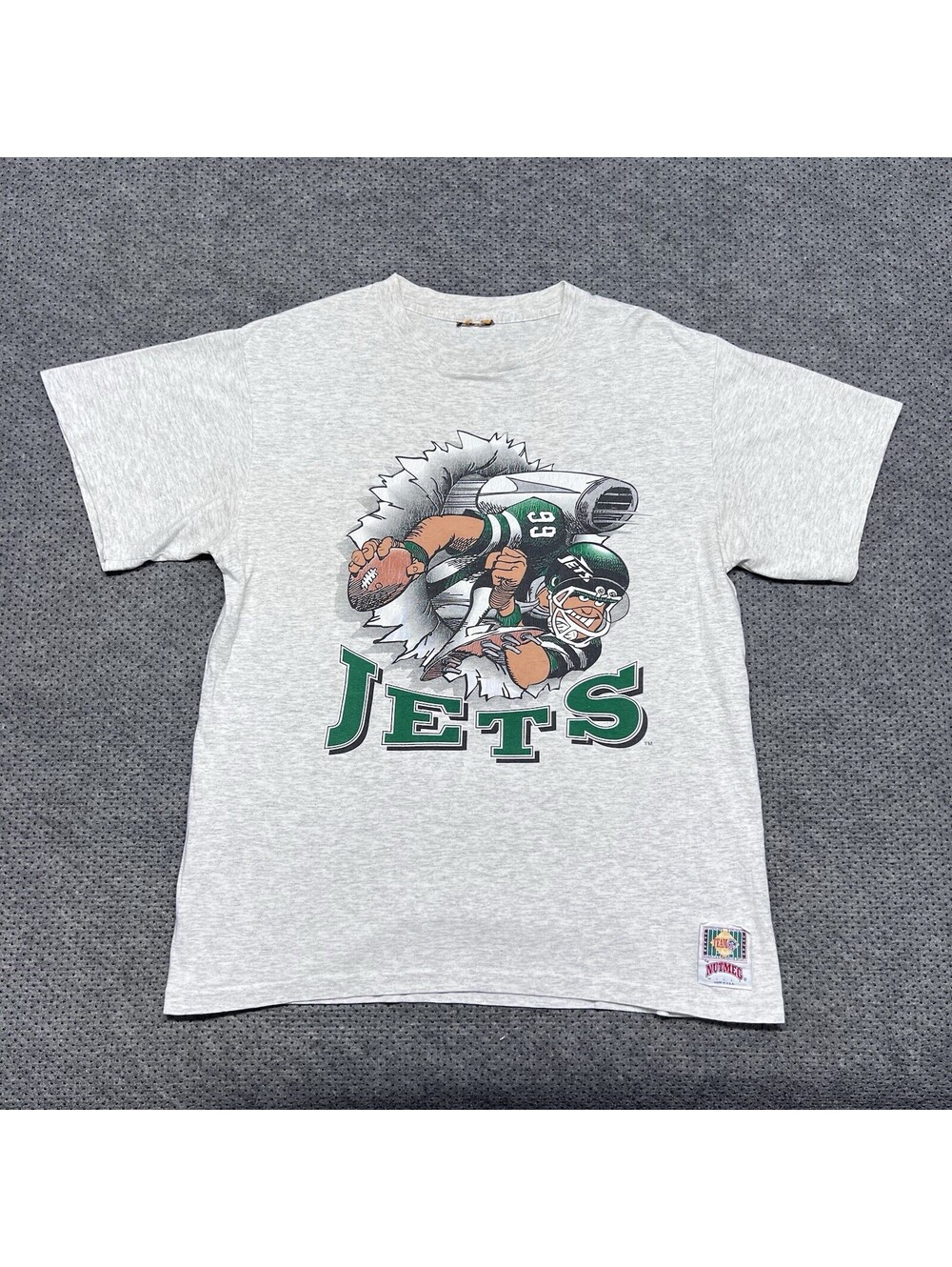Vintage 1993 Nutmeg New York Jets Breakthrough T-Shirt Large RARE MENS GRAY